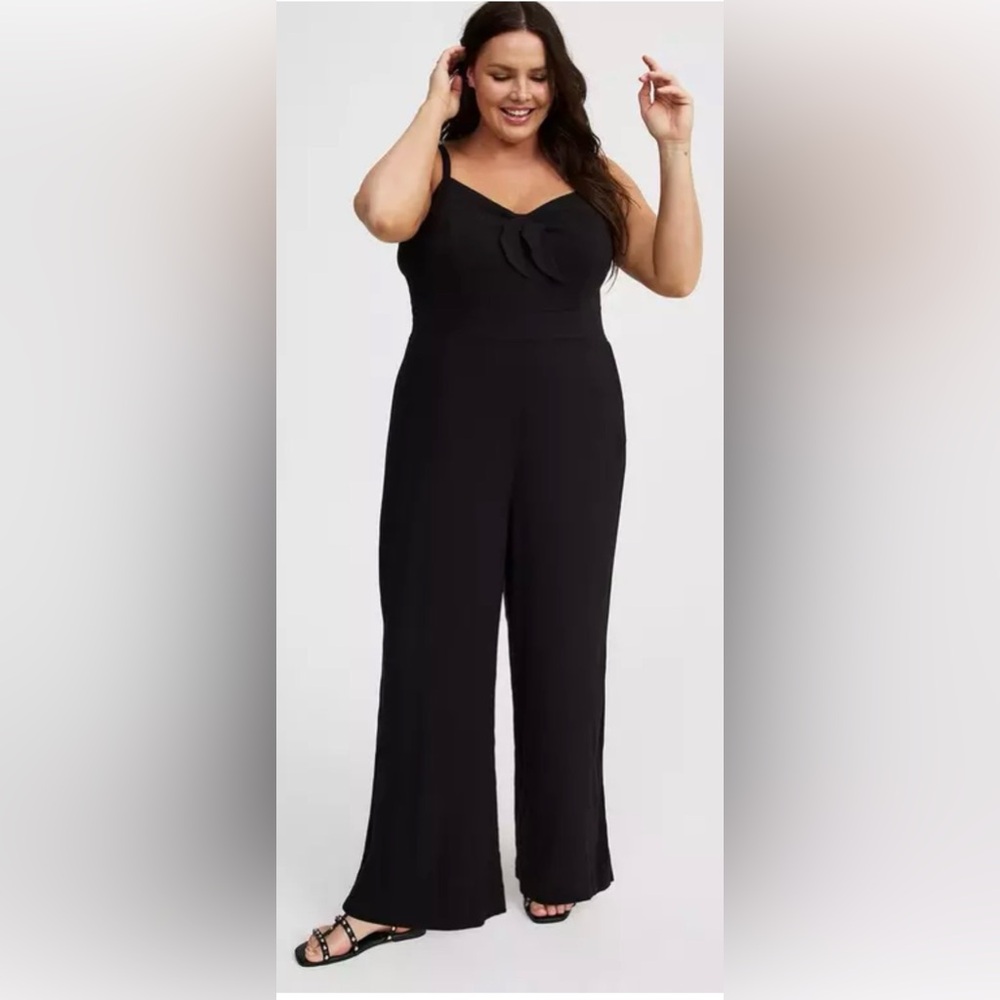 torrid Black Tie Front Wide-Leg Jumpsuit
